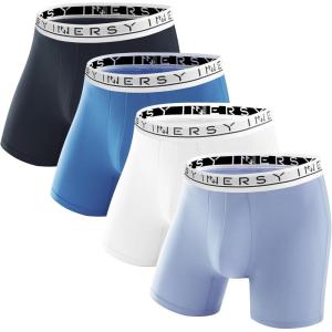 imageINNERSY Mens Bamboo Viscose Boxer Briefs Breathable Moisture Wicking Underwear 4PackIcy Blue