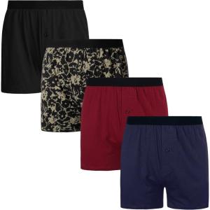 imageINNERSY Mens Boxer Shorts Loose Fit Soft Cotton Boxers for Men 4 PackRetro
